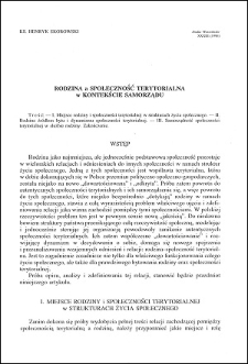 Rodzina a społeczność terytorialna w kontekście samorządu
