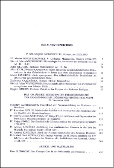 Studia Warmińskie T. 34 (1997) - spis treści