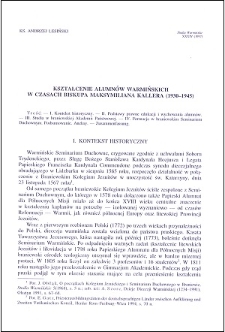 Kształcenie alumnów warmińskich w czasach biskupa Maksymiliana Kallera (1930-1945)