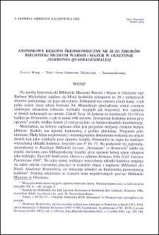 Anonimowy rękopis średniowieczny nr 20 ze zbiorów Biblioteki Muzeum Warmii i Mazur w Olsztynie : [Sermones quadragesimales]