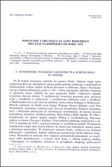 Powstanie i organizacja Sądu Biskupiego Diecezji Warmińskiej do roku 1971