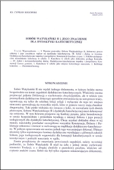 Sobór Watykański II i jego znaczenie dla dydaktyki katechetycznej