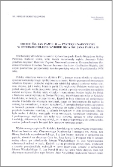 Ojciec Św. Jan Paweł II : Pasterz i Nauczyciel w dwudziestolecie wyboru Ojca Świętego Jana Pawła II