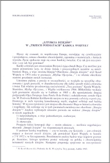 "Liturgia dziejów" w "Trzech poematach" Karola Wojtyły