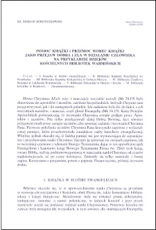 Pomoc książki i przemoc wobec książki jako przejaw dobra i zła w działaniu człowieka na przykładzie dziejów kościelnych bibliotek warmińskich