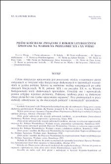 Pieśni kościelne związane z rokiem liturgicznym śpiewane na Warmii na przełomie XIX i XX wieku