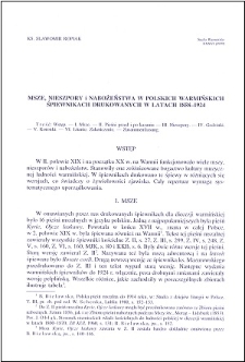 Msze, nieszpory i nabożeństwa w polskich warmińskich śpiewnikach drukowanych w latach 1858-1924