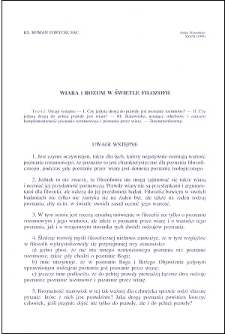 Wiara i rozum w świetle filozofii