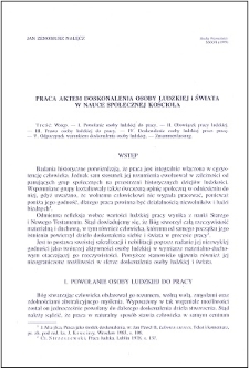 Praca aktem doskonalenia osoby ludzkiej i świata w nauce społecznej Kościoła