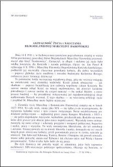 Aktualność życia i nauczania Błogosławionej Marceliny Darowskiej