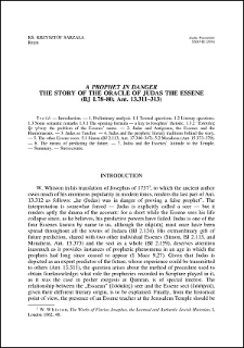 "A prophet in danger" : the story of the oracle of Judas the Essene (BJ 1.78-80; Ant. 13.311-313)
