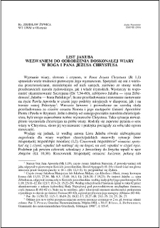 List Jakuba wezwaniem do odrodzenia doskonałej wiary w Boga i Pana Jezusa Chrystusa