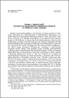 Wiara i moralność wczesnych Kościołów chrześcijańskich w świetle Listu Jakuba