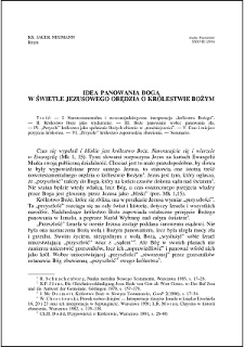 Idea panowania Boga w świetle Jezusowego orędzia o królestwie Bożym