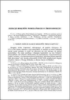 Elekcje biskupów pomezańskich w średniowieczu