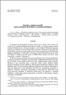 Włoska działalność Giovanniego Battisty Lanceollottiego