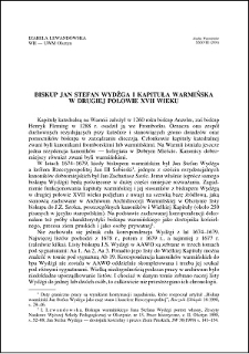 Biskup Jan Stefan Wydżga i Kapituła Warmińska w drugiej połowie XVII wieku