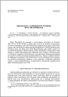 Eklezjalny i liturgiczny wymiar rytu beatyfikacji