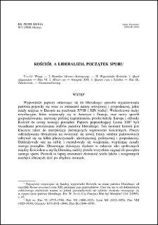 Kościół a liberalizm : początek sporu