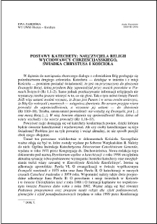 Postawy katechety: nauczyciela religii, wychowawcy chrześcijańskiego, świadka Chrystusa i Kościoła