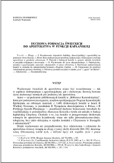 Duchowa formacja świeckich do apostolstwa w funkcji kapłańskiej