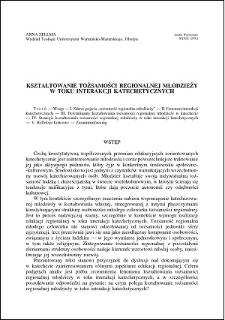 Kształtowanie tożsamości regionalnej młodzieży w toku interakcji katechetycznych