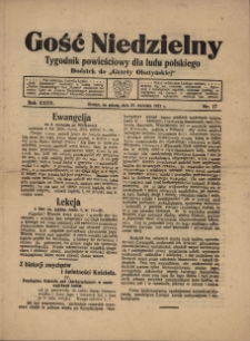 Gość Niedzielny : tygodnik powieściowy dla ludu polskiego : dodatek do "Gazety Olsztyńskiej", 1921 (R. 35), nr 17