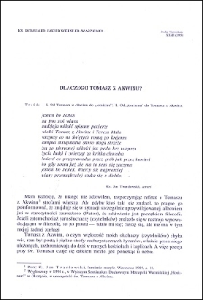 Dlaczego Tomasz z Akwinu?