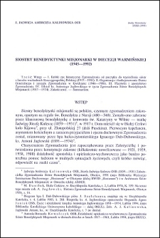Siostry Benedyktynki Misjonarki w diecezji warmińskiej (1945-1992)