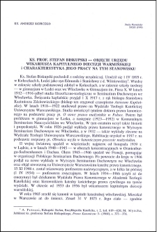 Ks. prof. Stefan Biskupski : objęcie urzędu wikariusza kapitulnego diecezji warmińskiej i charakterystyka jego pracy na tym stanowisku