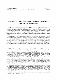 Kościół greckokatolicki na Warmii i Mazurach po II wojnie światowej