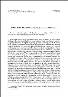 Emmanuel Mounier : personalizm i pobocza