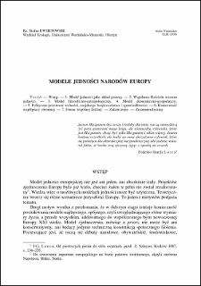 Modele jedności narodów Europy