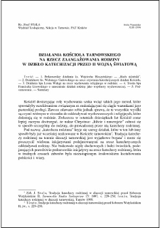 Propozycje kościoła tarnowskiego na rzecz zaangażowania rodziny w dzieło katechizacji przed II wojną światową