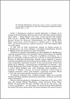 Ks. Stanisław Bogdanowicz, Bo przemoc widzę w mieście i niezgodę. Trudny początek Kościoła gdańskiego, 1922-1945 : [recenzja]