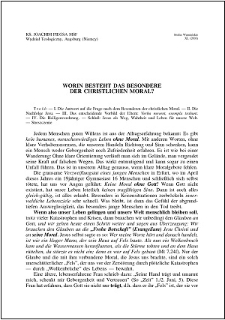 Worin besteht das Besondere der christlichen Moral?