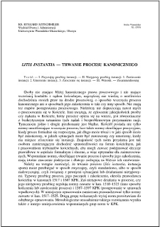"Litis instantia" : trwanie procesu kanonicznego