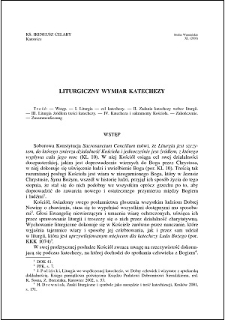 Liturgiczny wymiar katechezy