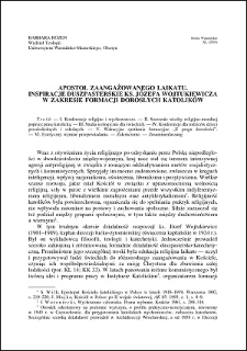 Apostoł zaangażowanego laikatu : inspiracje duszpasterskie ks. Józefa Wojtukiewicza w zakresie formacji dorosłych katolików