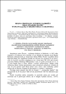 Regina Protmann wzorem mądrości oraz ofiarnej służby wypływającej z miłości Boga i człowieka