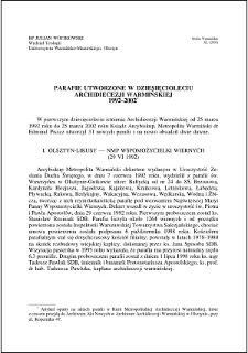 Parafie utworzone w dziesięcioleciu Archidiecezji Warmińskiej 1992-2002
