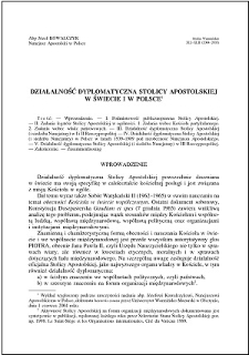 Działalność dyplomatyczna Stolicy Apostolskiej w świecie i w Polsce