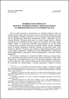 Teoretyczne podstawy dialogu filozoficznego i teologicznego na średniowiecznych uniwersytetach