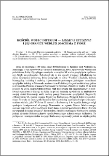 Kościół wobec imperium : "libertas ecclesiae" i jej gwarancje według Joachima z Fiore