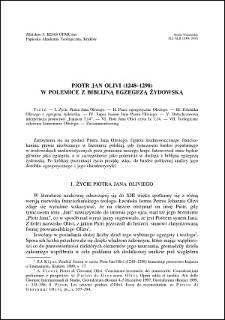 Piotr Jan Olivi (1248-1298) w polemice z biblijną egzegezą żydowską