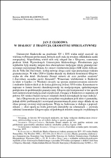 Jan z Głogowa w dialogu z tradycją gramatyki spekulatywnej