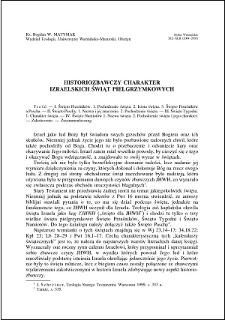 Historiozbawczy charakter izraelskich świąt pielgrzymkowych