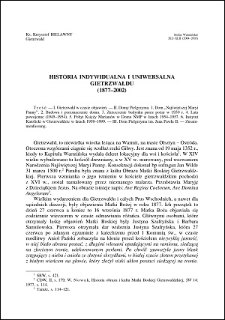 Historia indywidualna i uniwersalna Gietrzwałdu (1877-2002)