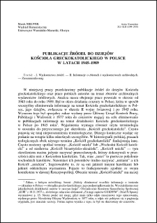 Publikacje źródeł do dziejów Kościoła grekokatolickiego w Polsce w latach 1945-1989