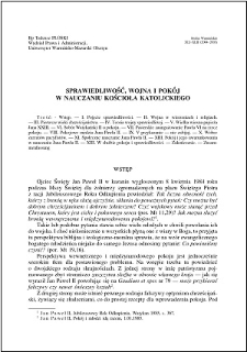 Sprawiedliwość, wojna i pokój w nauczaniu Kościoła katolickiego